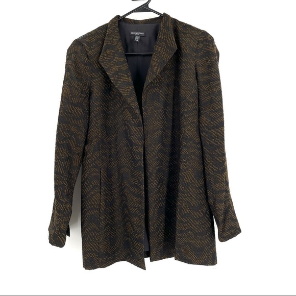 Eileen Fisher Silk Blend Jacquard Wave Jacket - Picture 2 of 8